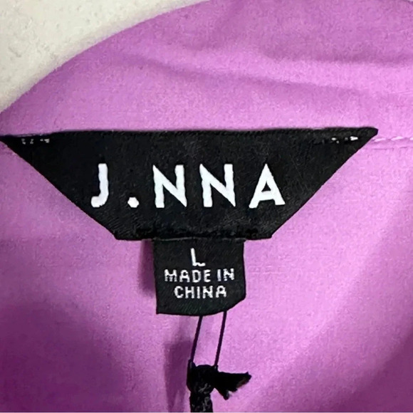 New J. NNA Lavender Ruffled Button Down Blouse Size Large Fairy Classic Workwear - Picture 3 of 10